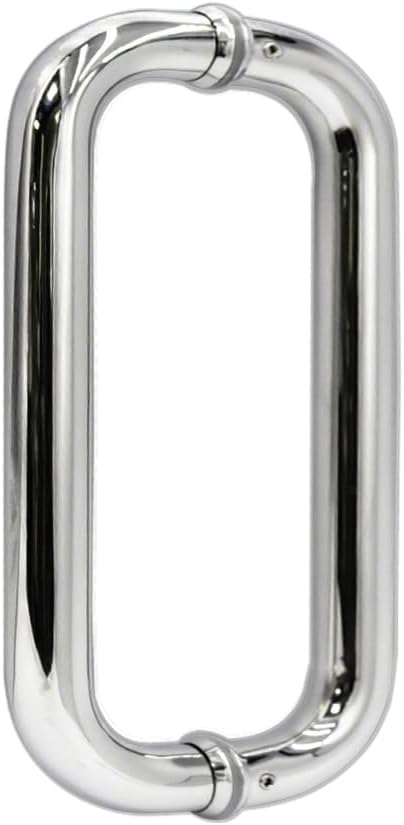 8" Shower Door Handle, Shower Glass Door Pull Back to Back Handle Compatible with 1/4" to 1/2" Thickness Glass for Frameless Shower Doors, Chrome Finish with 304 Stainless Steel