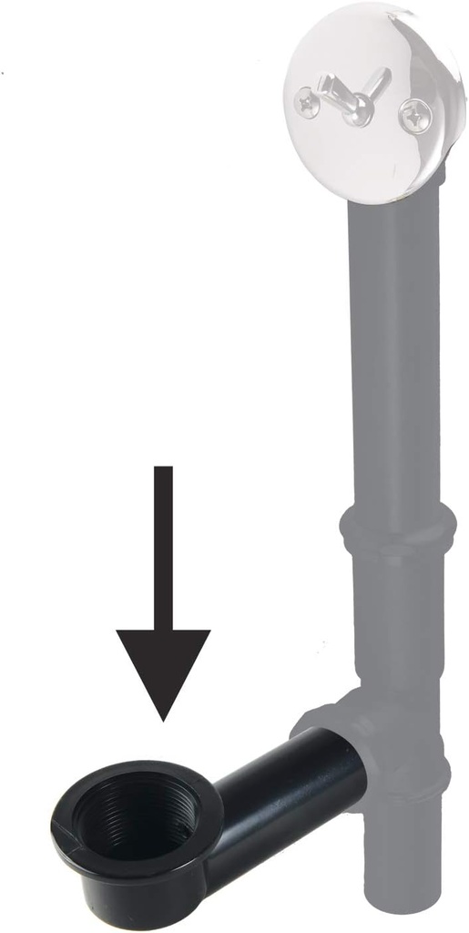 Bathtub Drain Waste and Overflow Shoe Pipe Repair Kit, 1-1/2 Inch Diameter, Black ABS