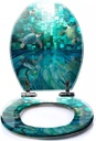 Colored Toilet Seat with Slow Close, Teal Blue Stained Glass Sea Turtle Underwater Canvas Art Resin Toilet Seats, Easy to Install, Easy to Clean Heavy Duty Deluxe Toilet Seat, pattern7