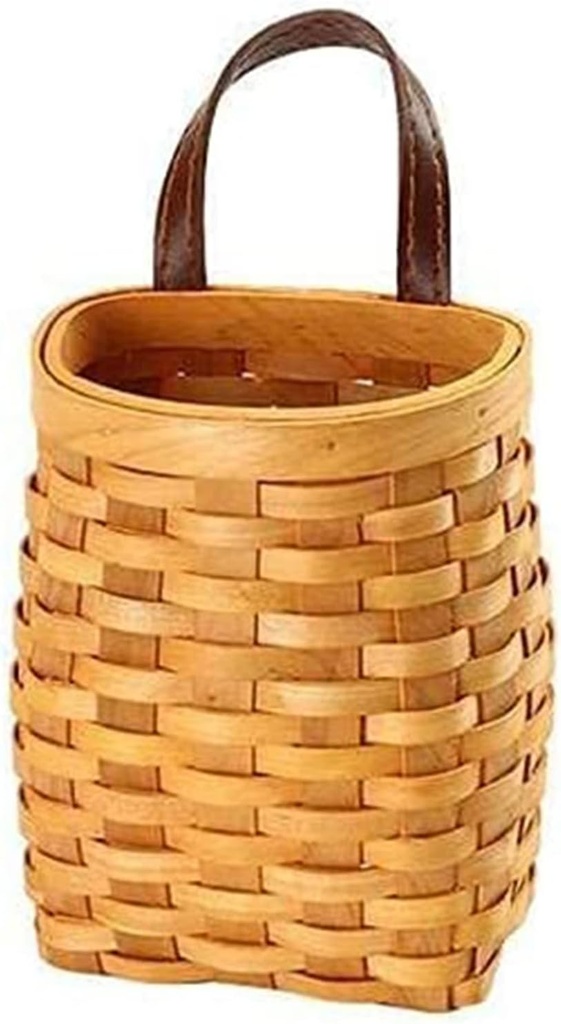 Hanging Basket Hanging Wicker Baskets, Hand-Woven Wood Storage Basket Portable Wall Hanging Flower Basket Organizer Fruit Vegetable Rattan Storage Holder Basket Container Home Decoration