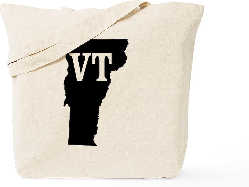 CafePress Vermont Initials Tote Bag Reusable Natural Beige Canvas Shopping Bag