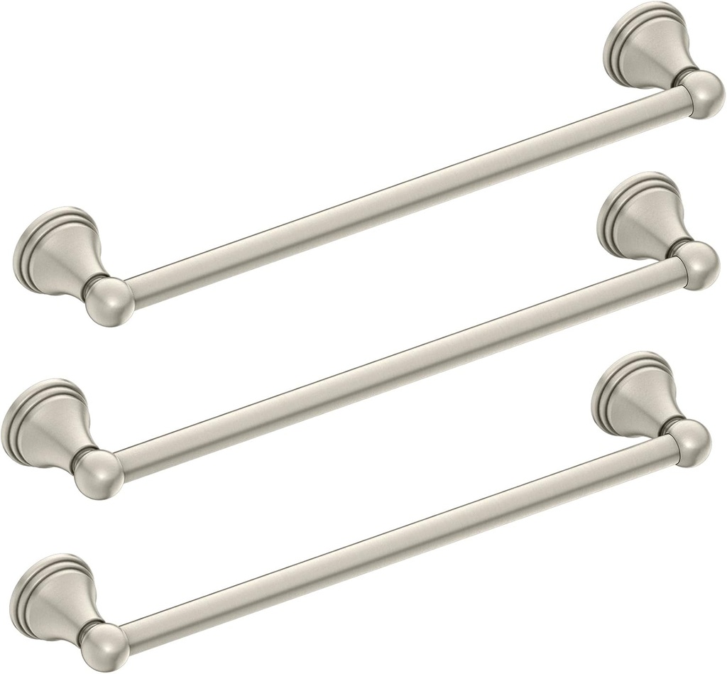 Moen DN8424BN Preston 24-Inch Bathroom Towel Bar, Brushed Nickel , pack of 3