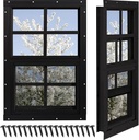 Shed Windows 2 Pack, Chicken Coop Windows 12" x 18" with Tempered Glass and Fiberglass Screen, Flush Mounted Small Window for Shed, Barns, Playhouse, Household, Garage (Black)