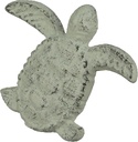 Zeckos Set of 12 Distressed White Finish Cast Iron Sea Turtle Drawer Pulls for Decorative Coastal Cabinets and Doors - Nautical Elegance - Each 3 Inches Long
