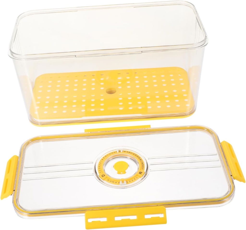 Cabilock Fridge Storage Box for Bread and Vegetables Airtight Food Container with Draining Tray Kitchen Organizer for Freshness and Easy Viewing