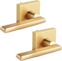 Hunter Dummy Set (2) Non-Locking, Non-Turning, Interior Door Handle | Mid Century Modern, Gold Door Handle with Square Rosette, Modern Door Lever | Gold Finish