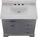 Heritage 36" Fully Assembled Bathroom Vanity with Ceramic Sink, Soft Gray Cabinet & Backsplash, DV-1BV0155LG