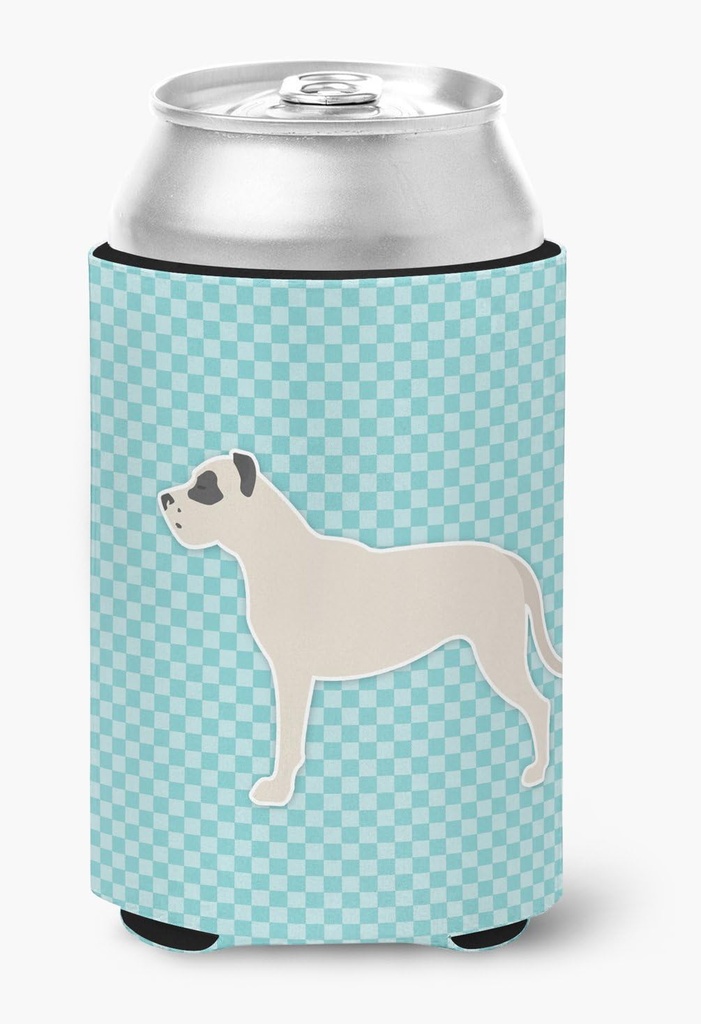 Caroline's Treasures BB3767CC Dogo Argentino Checkerboard Blue Can or Bottle Hugger Cooler Washable Drink Sleeve Collapsible Beverage Insulated Holder, Can Hugger, Multicolor