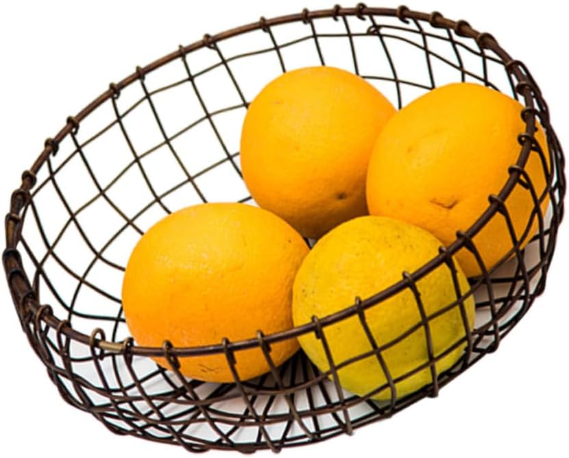 Japanese Style Hand-Woven Retro Fruit Basket for Kitchen Storage Antique Brass Woven Organizer for Fruits and Vegetables Lightweight Design for Home and Office Use