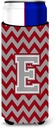 Letter E Chevron Crimson and Grey Ultra Beverage Insulators for slim cans