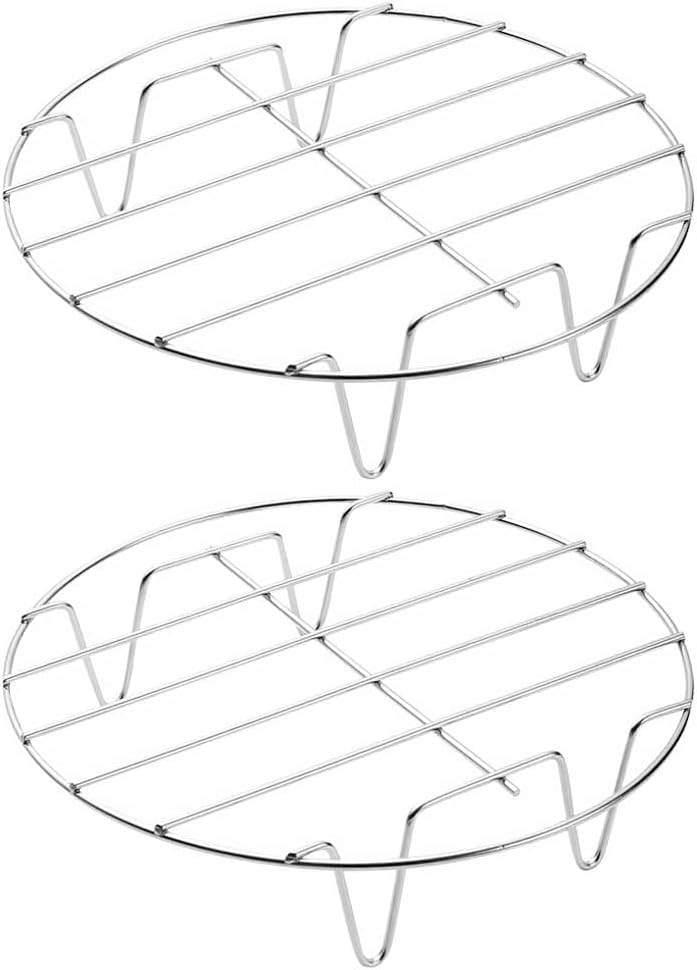 2 Pcs Round Cooking Rack 6 Inch Stainless Steel Cooling Steaming Rack Kitchen Baking Stand Steamer Plate for Air Fryer Stockpot Pressure Cooker