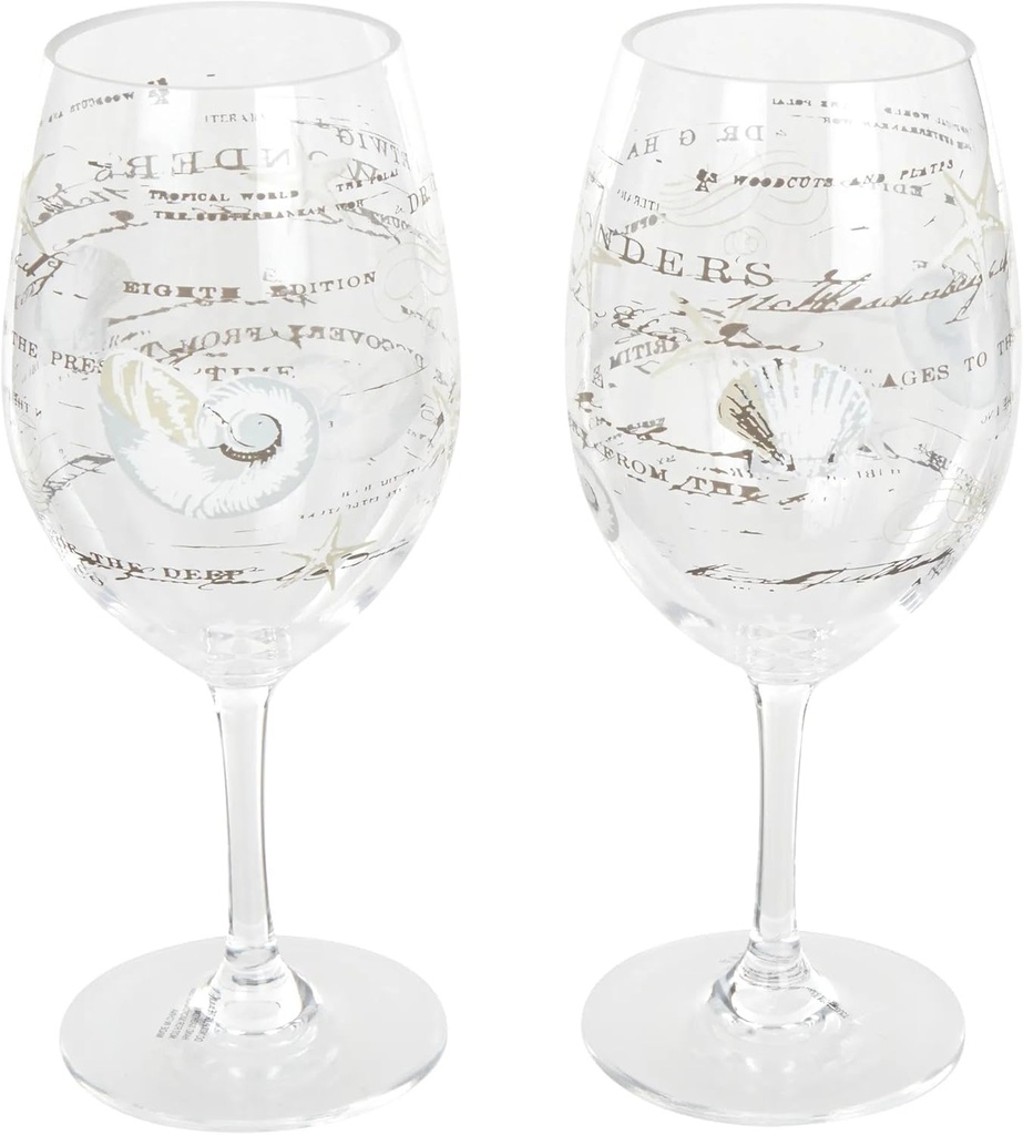 Coastal Home 2 Pk Acrylic Sealife Wine Goblets NO SIZE Clear