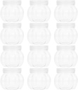 DOITOOL 12 Pcs Halloween Pumpkin Candy Jar - Clear Plastic Pumpkin Jar with Lid 5oz/150ml Creative Plastic Snack Storage Containers Candy Dish for Halloween Party Decoration