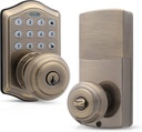Honeywell Safes & Door Locks - Keyless Entry Smart Electronic Door Knob Lock with Digital Keypad - Auto Lock - 50 Different User Pin Codes - 1 Touch Locking - Antique Brass - 6.5x8.8x9 in - 8732101