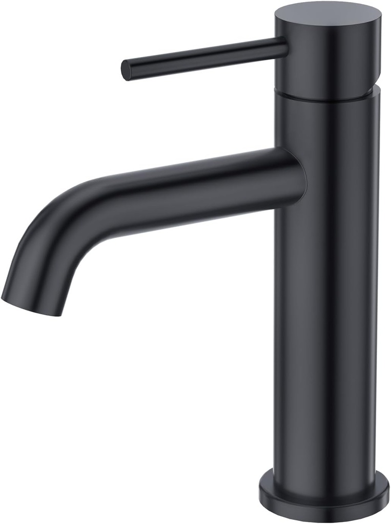 Black Cold Water Only Bathroom Sink Faucet,Single Handle Faucet for Washing Room、RV、Vanity.304 Stainless Steel,Suitable for 1 Hole 3 Holes(Deck Plate Included)