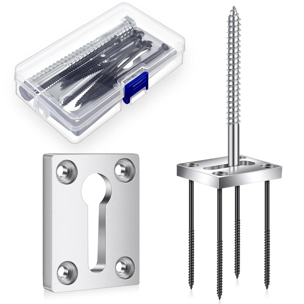 Shimeyao 2 Sets Newel Post Fastener Newel Post Mounting Kit Wood Handrail Installation Hardware Works on Finished Floors, Stairs, Ceramic Tile and Concrete, Rectangular