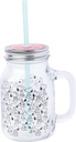 Silver Buffalo Peanuts Snoopy Pattern Glass Mason Jar with Handle, Lid, and Straw, 21 Ounces