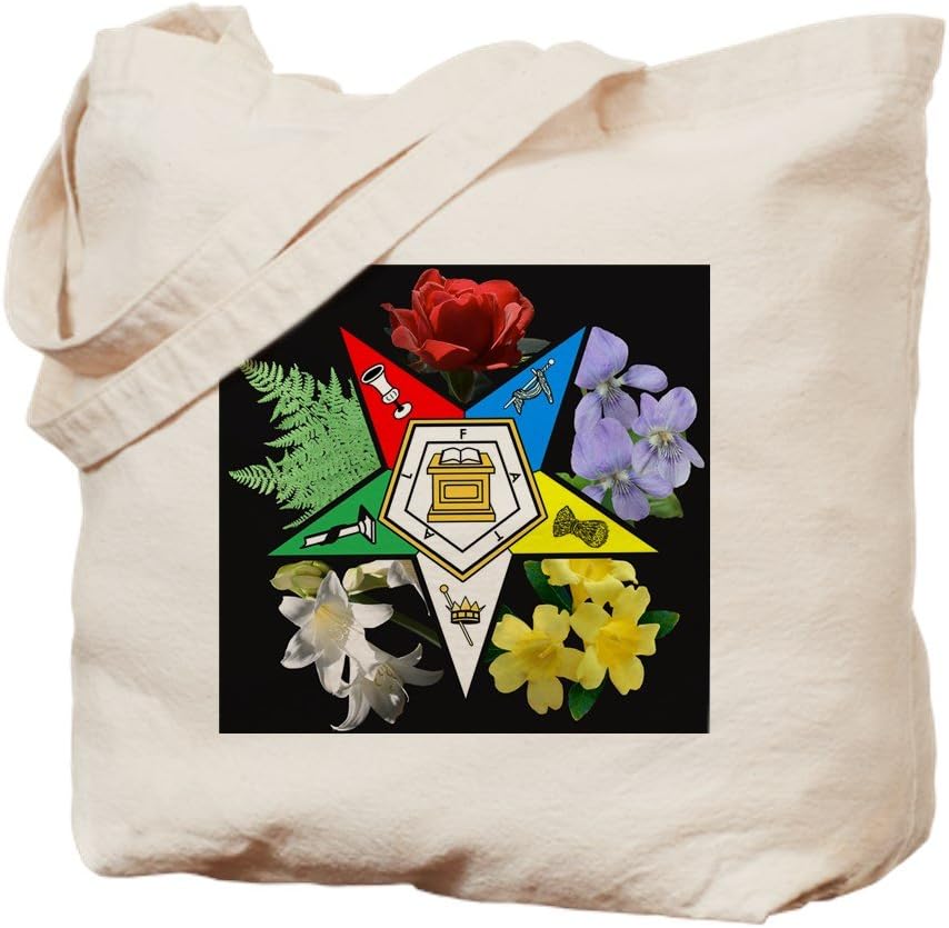 CafePress Eastern Star Floral Emblem Tote Bag Natural Canvas Tote Bag, Reusable Shopping Bag