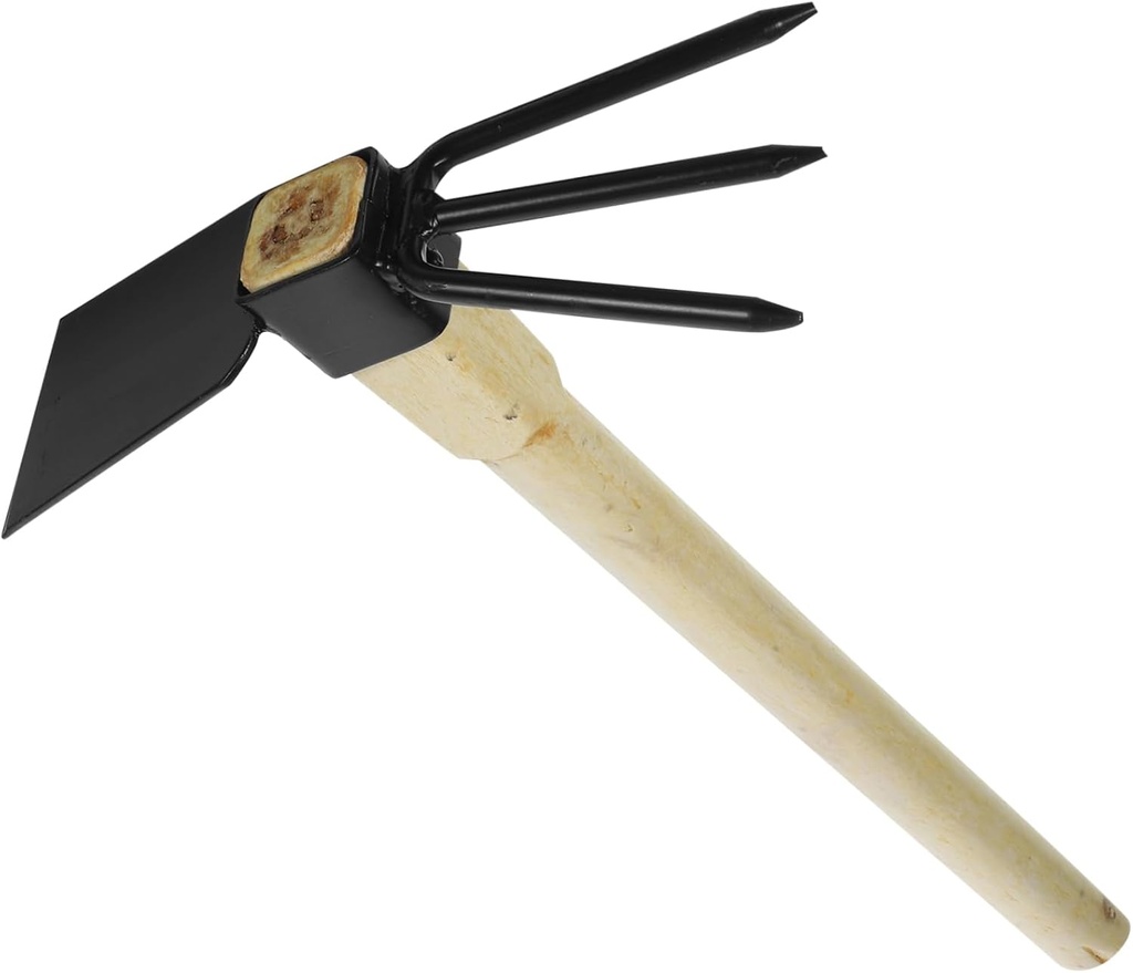 Happyyami Gardening Hoe Metal Rake and Handle Versatile Hand Tool for Tilling Digging and Loosening Soil Outdoor Gardens