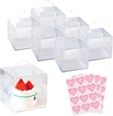 25 Pcs Transparent Bakery Boxes with Handles, 6x6x5 Inch Clear Cake Box with Stickers for Cake Chocolate Donut, Food Treat Containers Cupcake Holder Carriers for Party Wedding Birthday