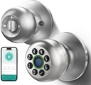 Keypad Smart Door Knob Lock, Fingerprint Keyless Entry Door Lock with Handle for Front Door and Bedroom, Electrionic Biometric Code Door Knob with APP, Auto Lock for Home Office Apartment Garage