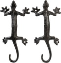 MyGift Rustic Heavy-Duty Cast-Iron Door Pull Handles with Dark Coffee Color Finish & Gecko Shaped Design, Commercial Grade Door Hardware, Southwestern Theme Novelty Sliding Door Hardware, Set of 2