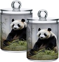 Cute Panda 2PC Airtight Transparent Plastic Storage Jar, Food Storage Container Plastic, Can Store Candy, Salt, Coffee Beans, With lid, Easy To Use