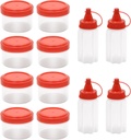 Mini Sauce Squeeze Bottles Plastic Seasoning Box Condiment Dressing Containers Salad Dressing Containers for Outdoor Barbecue Camping Red