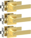 3 Pack Entrance Lever Door Handle with Keys for Office or Front Door with a Satin Brass Finish, Heavy Duty Front Door Levers with Keys, Sleek Door Knobs