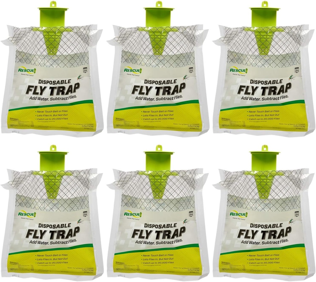 Rescue! Outdoor Disposable Hanging Fly Trap - 6 Traps