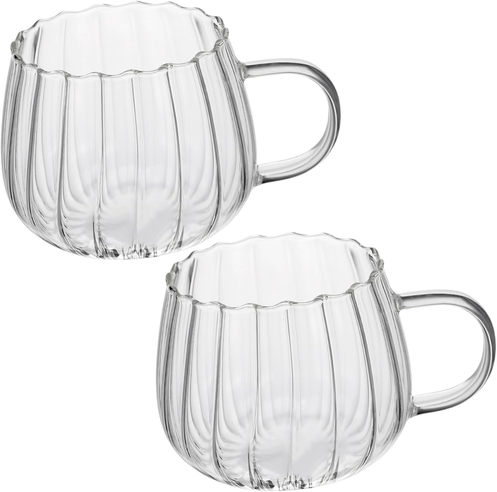 2pcs Glass Coffee Cups Breakfast Mugs for Tea and Water for Home Restaurants and Catering Events