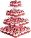 YestBuy 4 Tier Acrylic Cupcake Stand, Premium Cupcake Holder, Acrylic Cupcake Tower Display Cady Bar Party Décor â Display for Pastry(4.7" Between 2 Layers)