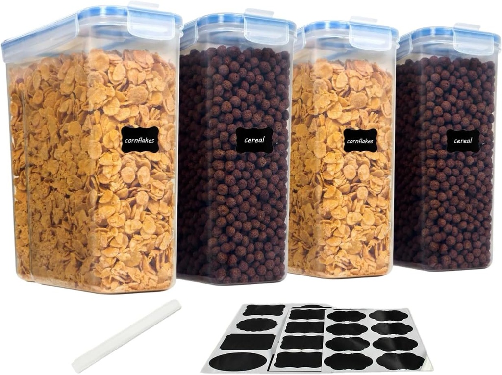 MANHONGYU 4 PCS Airtight Food Storage Container, Plastic Cereal Containers Set, BPA-Free (135.2oz/4L)
