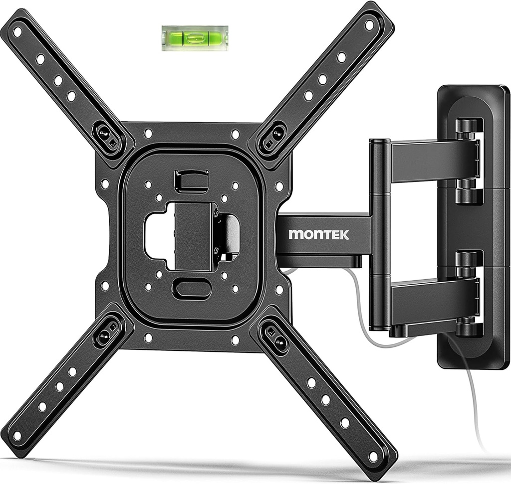 monTEK Full Motion TV Wall Mount for 23–65 Inch Flat & Curved TVs and Monitors, Swivel & Tilt Articulating Bracket, Max VESA 400x400mm, Holds up to 77 lbs, Perfect Center Design