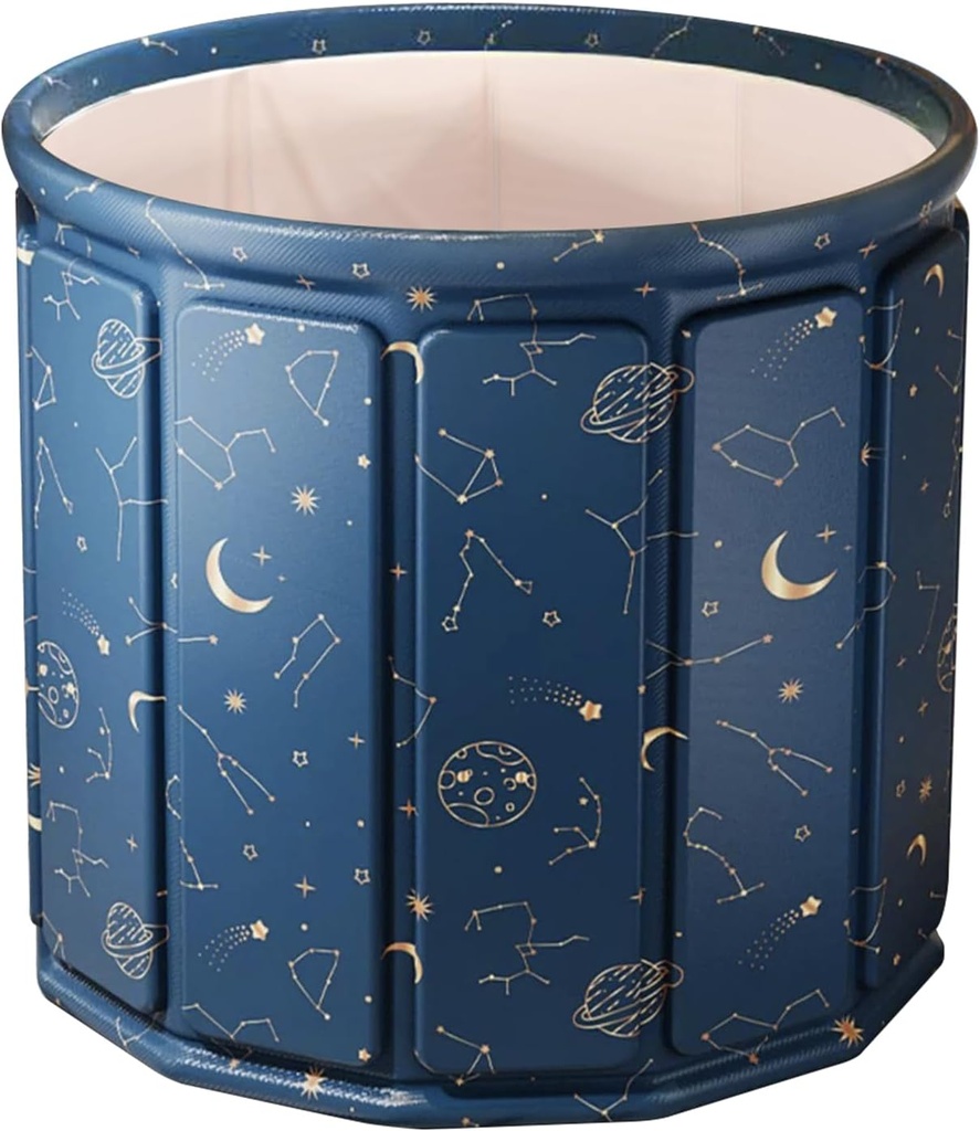 Portable Bathtub for Adults, Collapsible Freestanding Bathtub for Shower, Hot Ice Bath Tubs with Thickened Thermal Foam to Keep Temperature, PVC Outdoor Soaking Tub (Planet Blue)