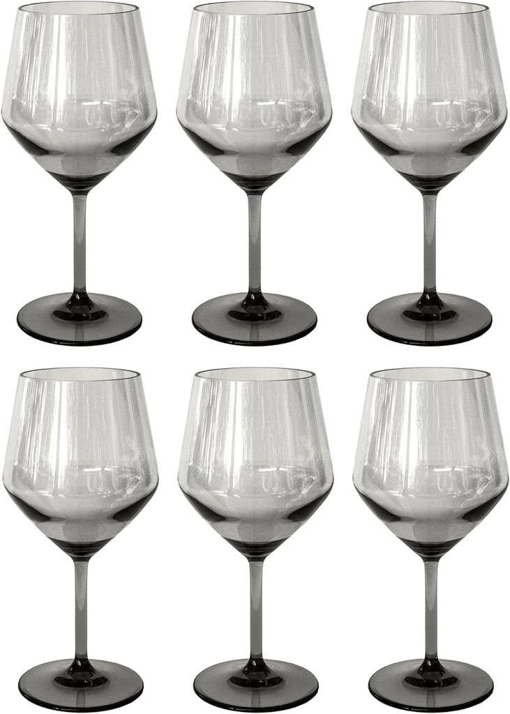 by TarHong Angle Acrylic Goblet, Set of 6, Light Gray, 23 oz.