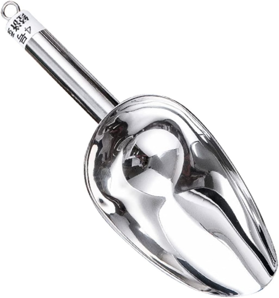 Sosoport Stainless Steel Ice Scoop Multi-Purpose Kitchen Tool for Ice Flour Ergonomic Handle for Parties and Buffets