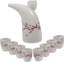 Ceramic Sake Kettle Cups Set Pot Cups Traditional Style Elegant for Tea Wine Hot Cold Beverages