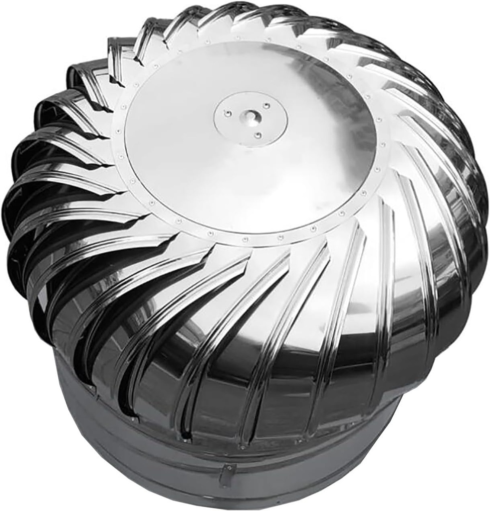 Stainless Steel Roof Wind Turbines Ventilator Cap - Rotating Exhaust Fan for Attics, Houses & Farms - 160mm/6.3in Flue Vent for Maximum Airflow & Efficiency