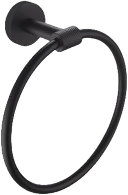 Matt Black Knurled Bathroom Hardware Pendant Bath Towel Rack Towel Bar Paper Towel Holder Bathrobe Hook Series,Towel Ring B