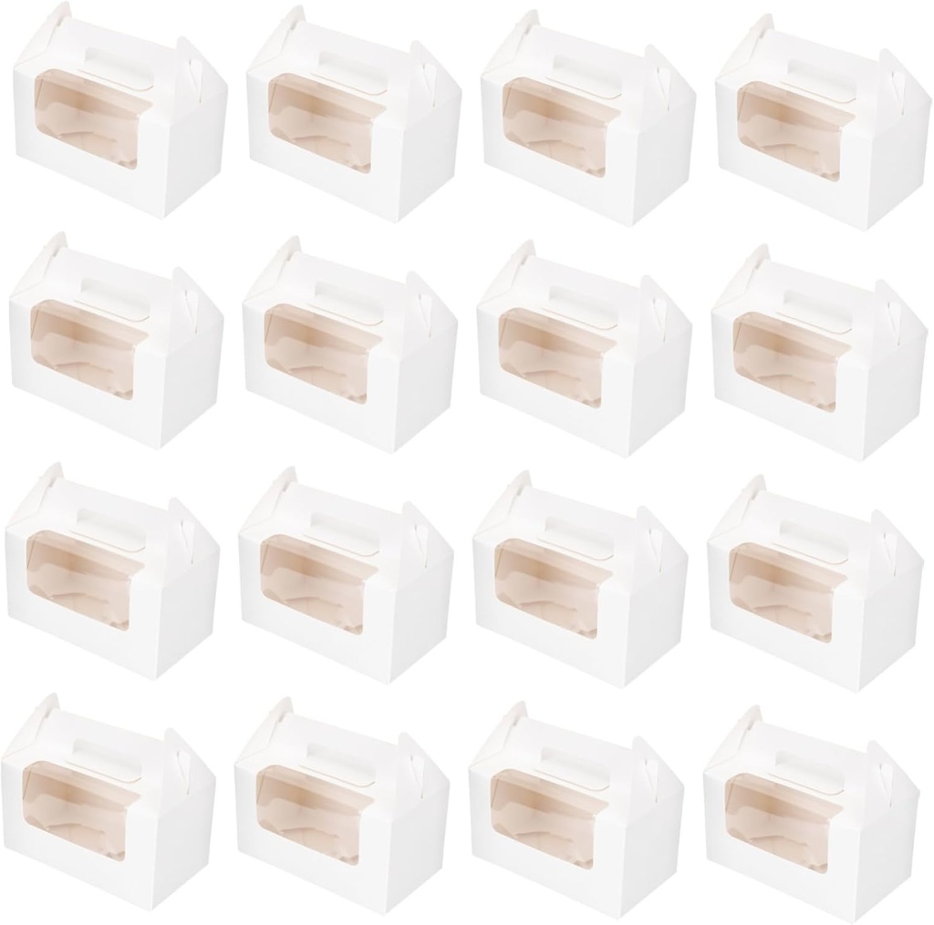 Unomor Individual Cupcake Boxes Muffin Paper Containers 16 Pack Window for Baked Goods Family Gatherings Catering