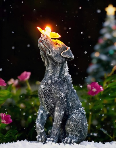 [BRSRAFQ5BMMB4DYY] Goodeco Dog Statue with Solar Butterfly - Ideal Gifts for Dad, Mom or Birthdays, Beautifully Crafted Outdoor Decorations to Wow Your Guests