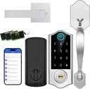 Harfo Fingerprint Smart Door Lock for Front Door with Handle Set, App Control, Keyless Entry Keyless Deadbolt, Digital Electronic Touchscreen Keypad, Auto Lock, Easy to Install, Satin Nickel