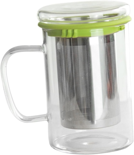 [BRSRAGITBZ7R6ADZ] PRETYZOOM 350ml Glass Tea Cup with Stainless Steel Infuser Tea Water Separator Heat Resistant Cup Unbreakable