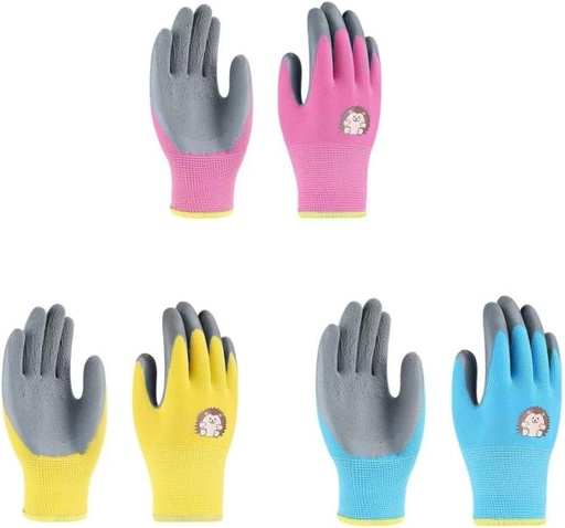 [BRSROEAHCAMRQA3U] 3 Pairs Kids Gardening Gloves,Rubber Coated Children Garden Gloves,Girls Boys Outdoor Protective Work Gloves