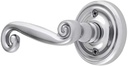 Classic Rosette Set with Rustic Levers Left Hand Passage in Polished Chrome. Brass Door Sets.