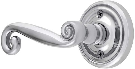 [BRSWIZY5C4DBMDD2] Classic Rosette Set with Rustic Levers Left Hand Passage in Polished Chrome. Brass Door Sets.