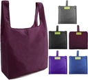 Ripstop Reusable Grocery Bags Set 5, Washable Foldable Shopping Bags,Reusable Shopping Tote, Light Weight(Grey,Black,Burgundy,Purple,Navy Blue)
