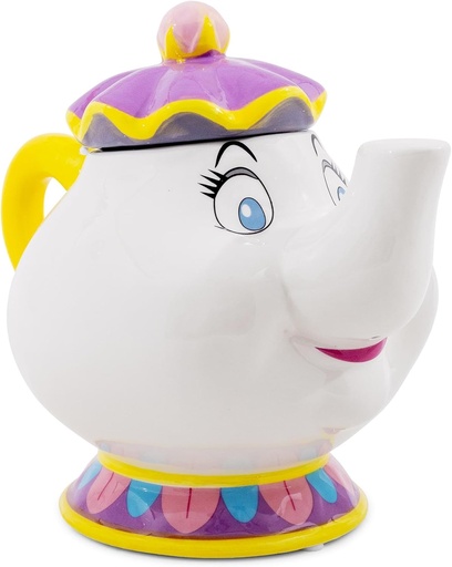[BRSROAIBC57AMHT7] Silver Buffalo Disney Beauty and the Beast Mrs. Potts Teapot 3D Sculpted Ceramic Cookie Snack Candy Jar (Small)