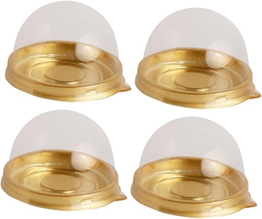 [BRSRAHTQCACRQG3O] 50pcs Round Yolk Crisp Box Transparent Plastic Cake Containers for Desserts Gold Color for Weddings Birthdays and Special Occasions
